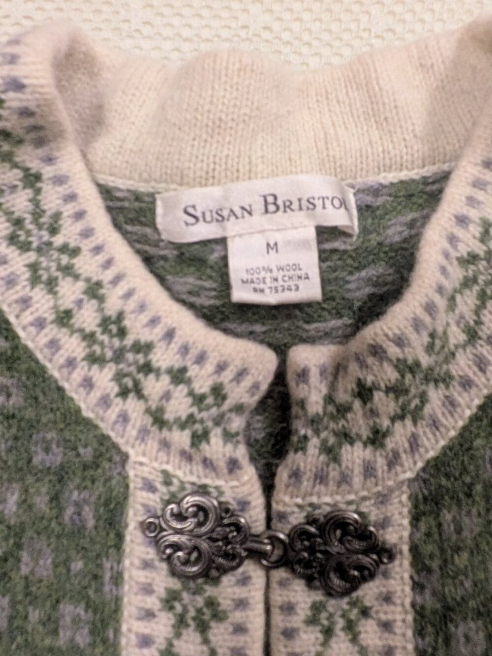 Susan Bristol VINTAGE Wool Cardigan Size M - Picture 2 of 5